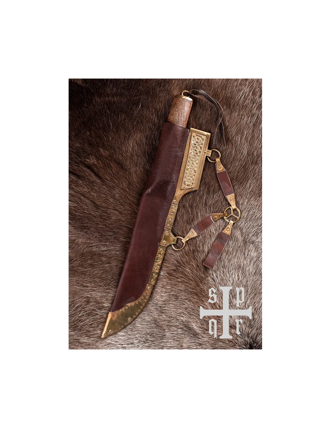 Cuchillo Six vikingo en madera de hueso