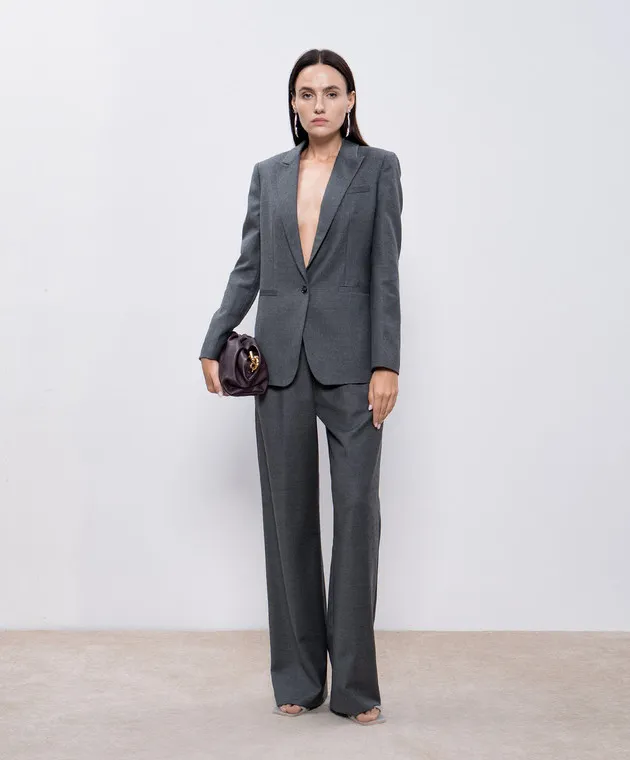Dondup Gray wool Marisol pants with metallic logo