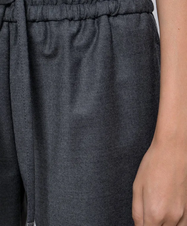 Dondup Gray wool Marisol pants with metallic logo