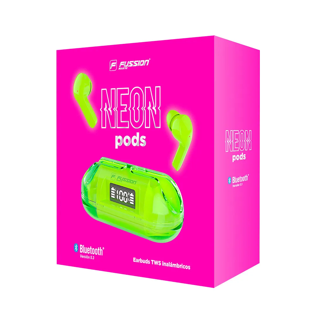 EP10034 NEON PODS: AUDíFONOS INALáMBRICOS BLUETOOTH CON SONIDO ELECTRIZANTE Y ESTILO DESLUMBRANTE