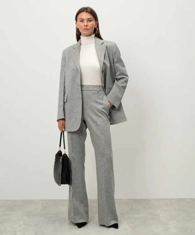 Ermanno Scervino Gray flared pants with wool