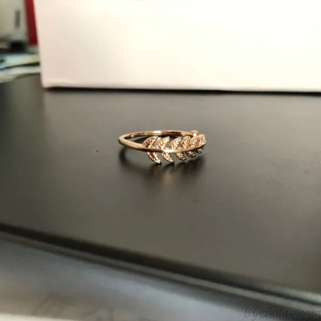 Fashion Feather Rose Gold Open Women Ring Leaf Ring