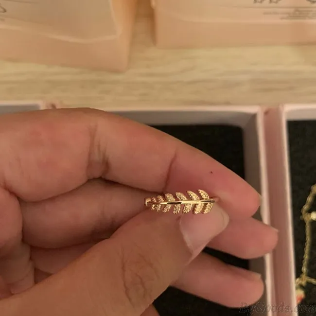 Fashion Feather Rose Gold Open Women Ring Leaf Ring
