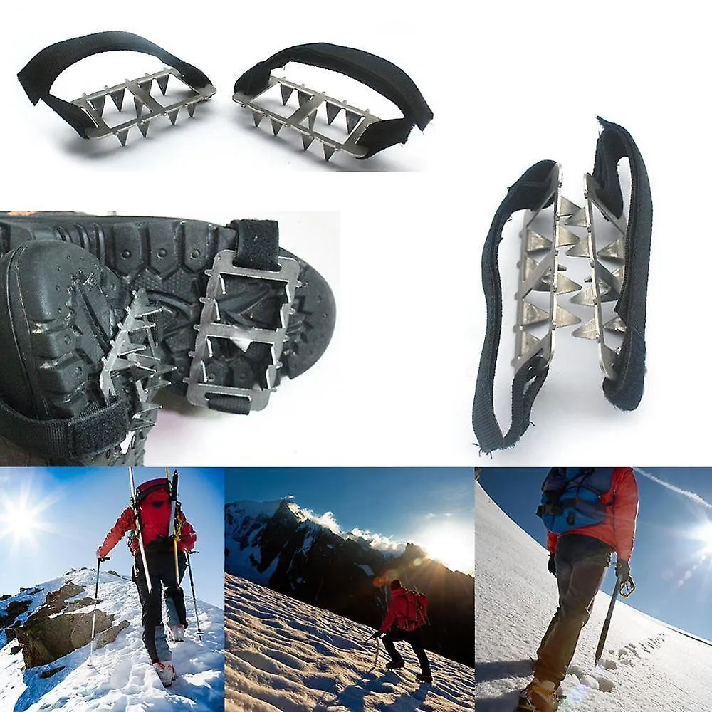 Ice Gripper Ice Climbing Spikes Grips 26 Teeth Cover Anti Camping Shoes Climbing Crampon Cleats Slip