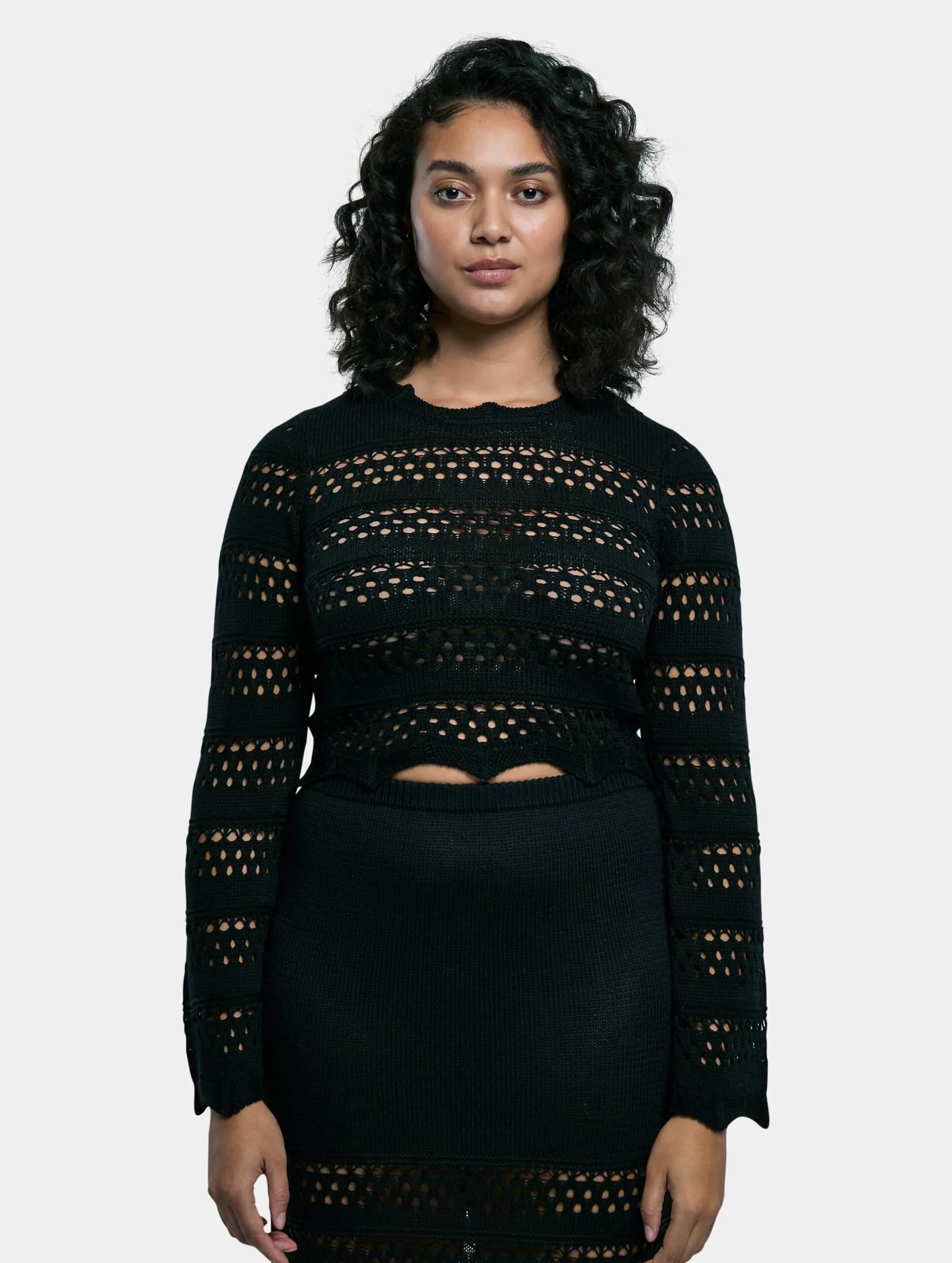  Ladies Cropped Crochet Knit