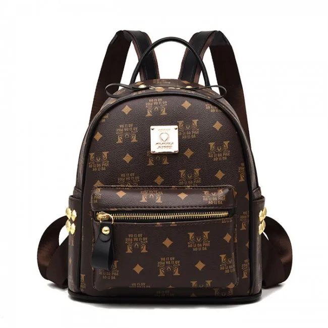 Leisure Student Bag Rivet Soft Pu Women College Backpack