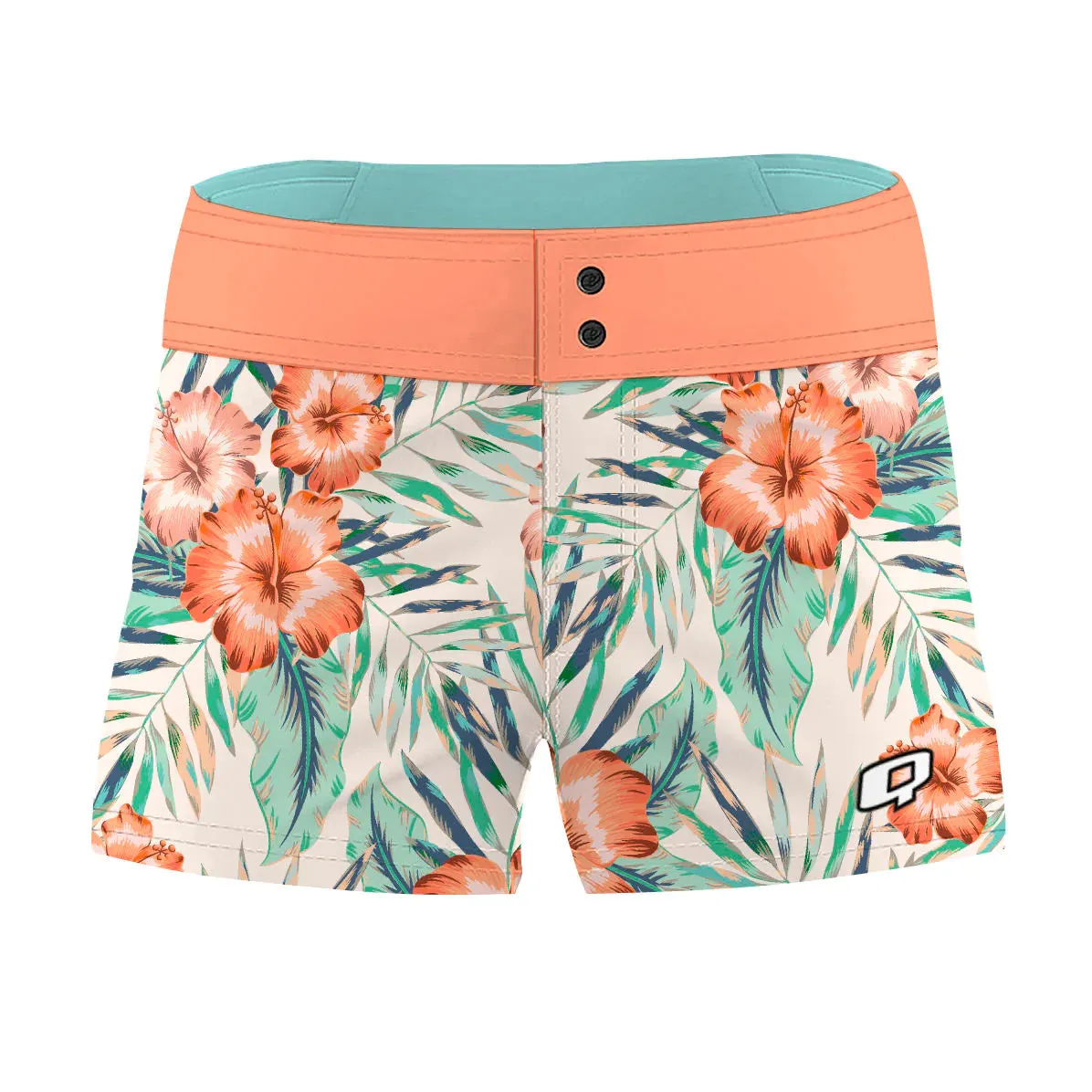 LIGHT ORANGE WILD FLOWERS  WOMEN BOARD SHORTS