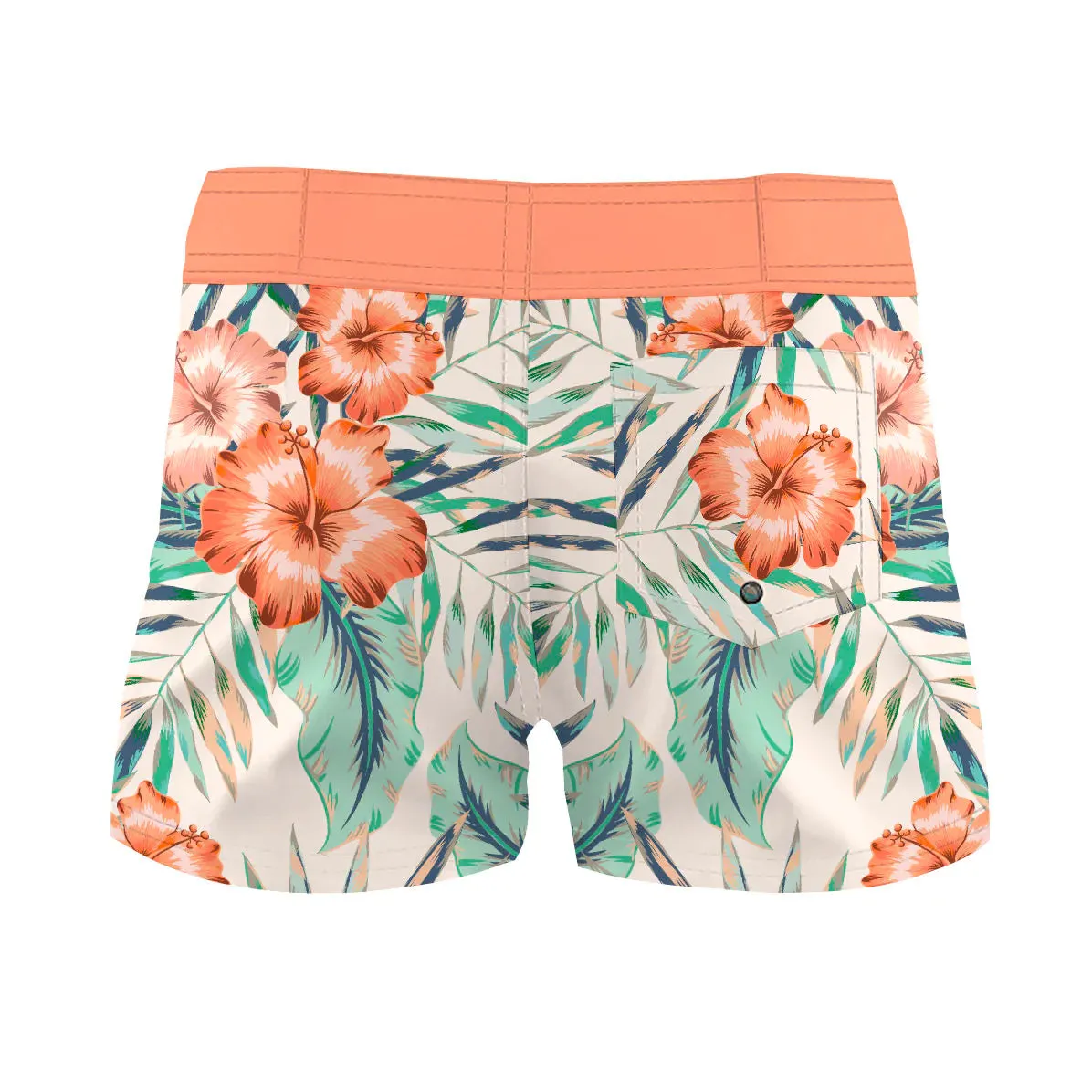 LIGHT ORANGE WILD FLOWERS  WOMEN BOARD SHORTS