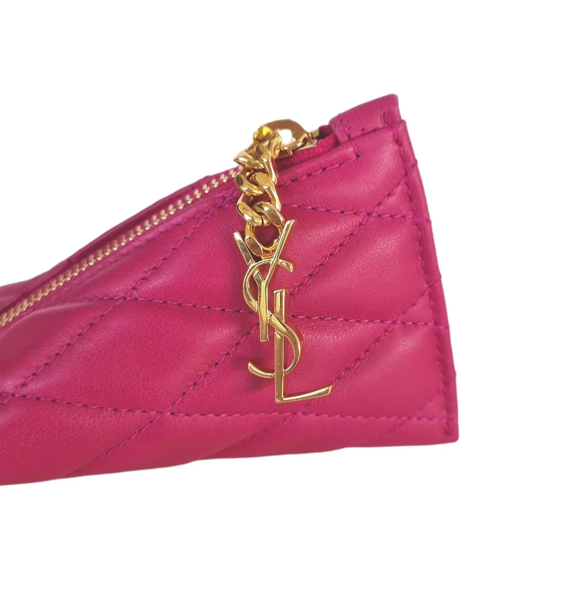 Llavero Yves Saint Laurent en piel 669925 1EL01 5620 fucsia