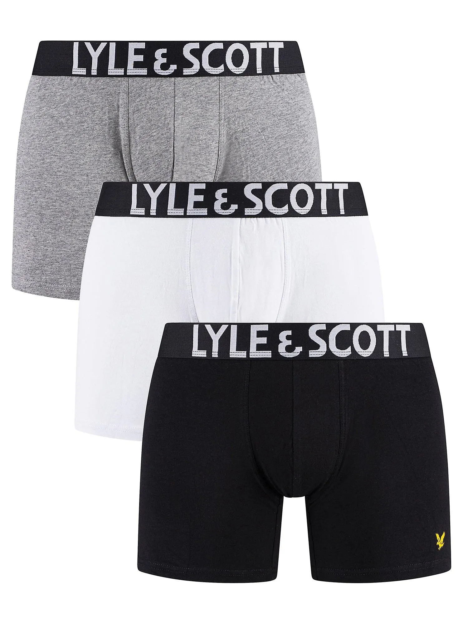 LYLE & SCOTT 3 PACK DANIEL MEN'S TRUNKS   BLACK/GREY/WHITE