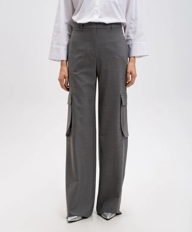 Max Mara GHIERA gray wool cargo pants