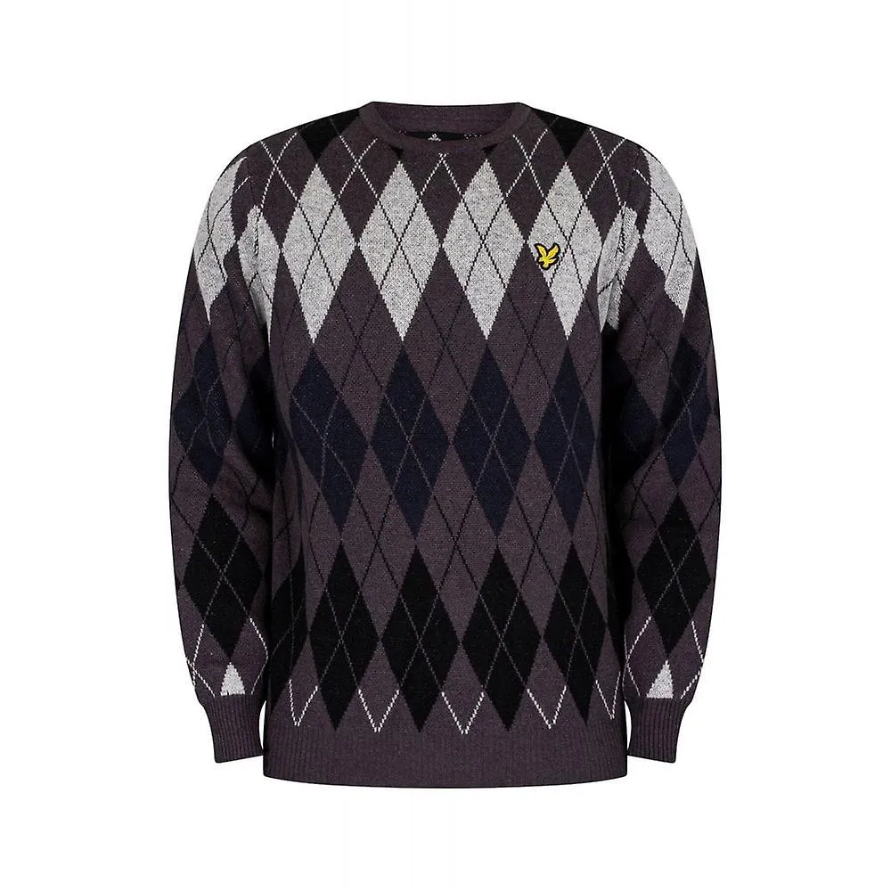MEN'S LYLE & SCOTT | KN1721V BRITISH ARGYLE CREW KNIT JUMPER  GUNMETAL