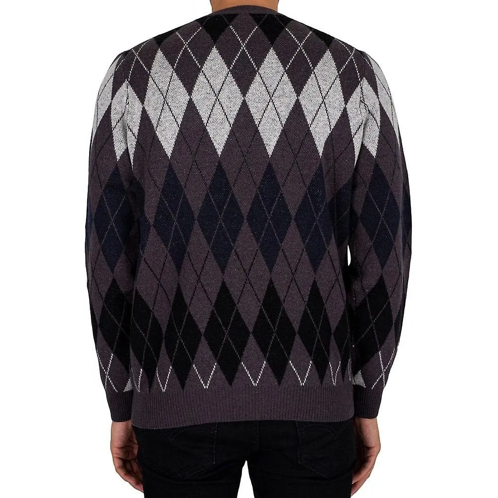 MEN'S LYLE & SCOTT | KN1721V BRITISH ARGYLE CREW KNIT JUMPER  GUNMETAL
