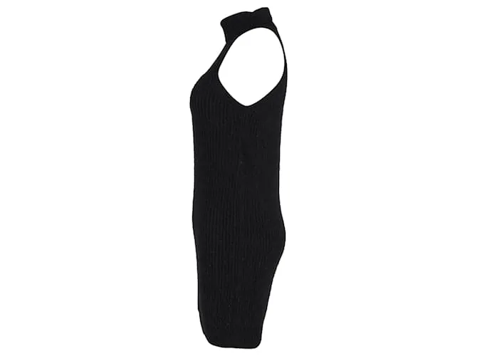 Minivestido de punto de canalé Alanui Polar Nights en alpaca negra Negro 