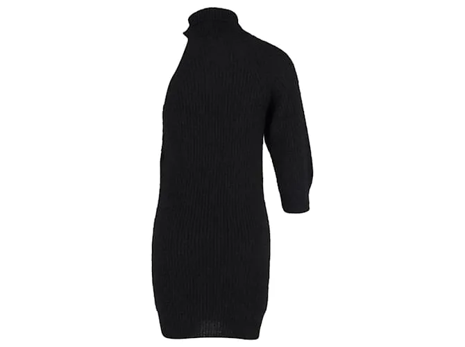 Minivestido de punto de canalé Alanui Polar Nights en alpaca negra Negro 