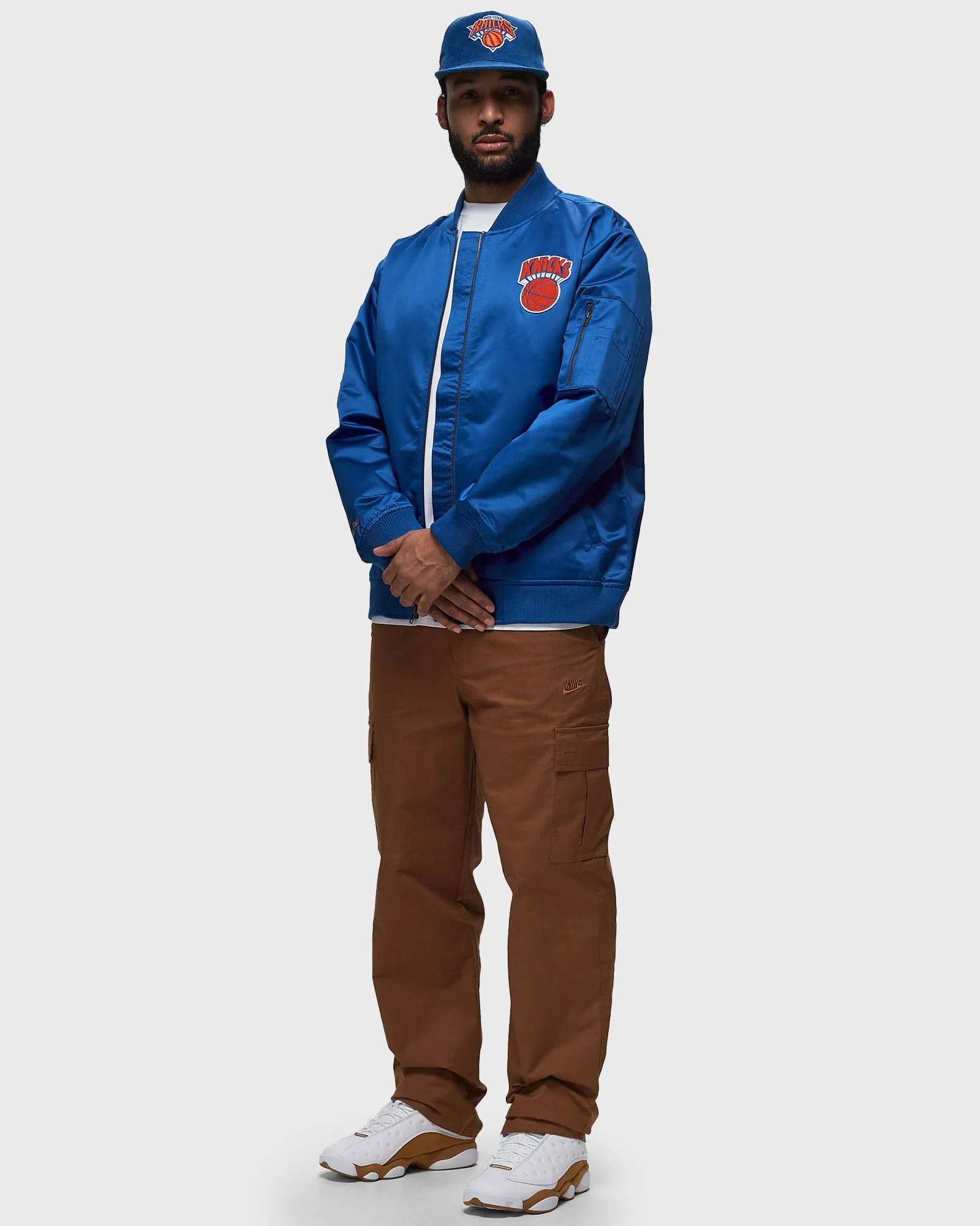 Mitchell & Ness NBA LIGHTWEIGHT SATIN BOMBER VINTAGE LOGO NEW YORK KNICKS