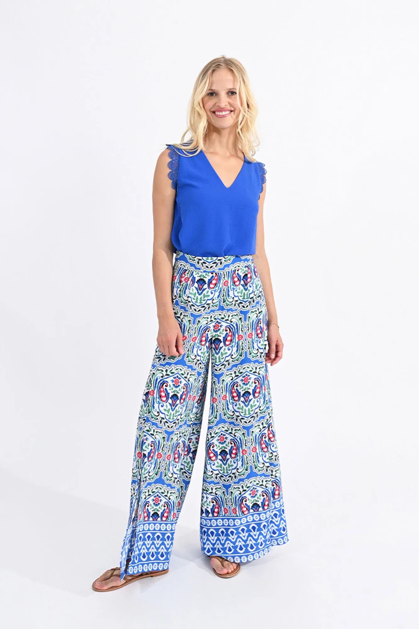Molly Bracken Pantalón de mujer largo ancho con estampado