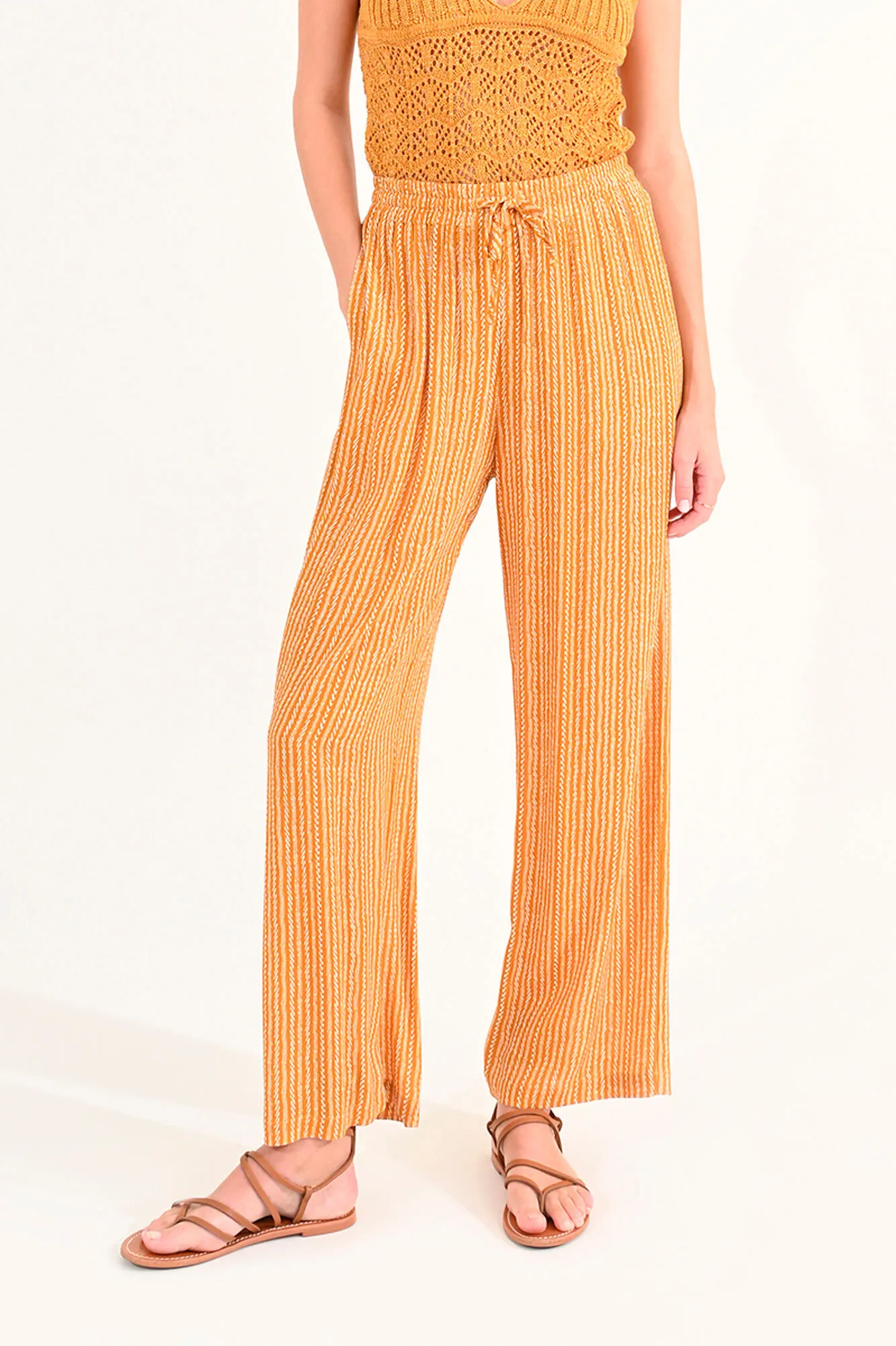 Molly Bracken Pantalón de mujer largo con estampado y lazada