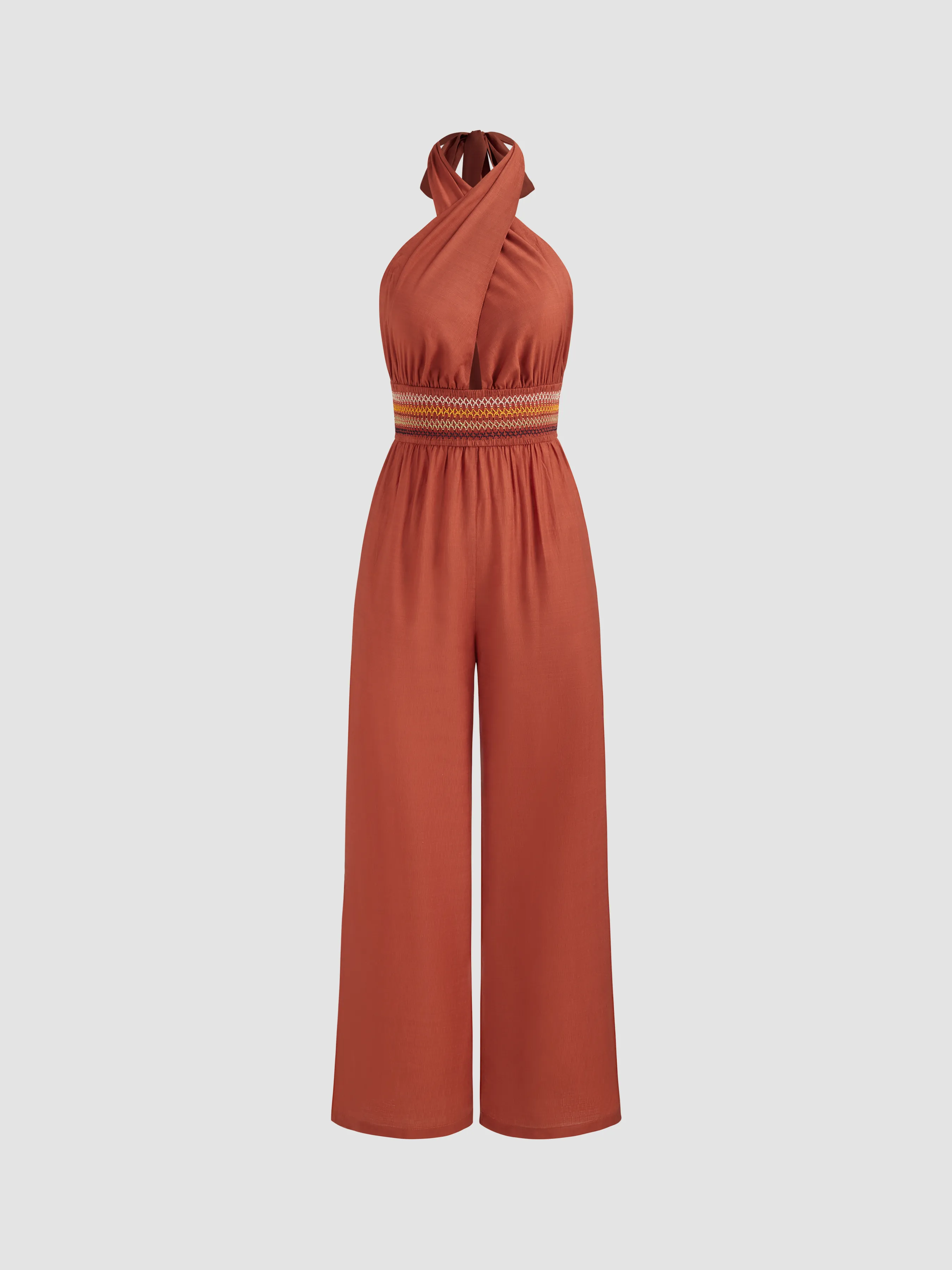Mono Halter de Color con Costuras y Espalda Descubierta