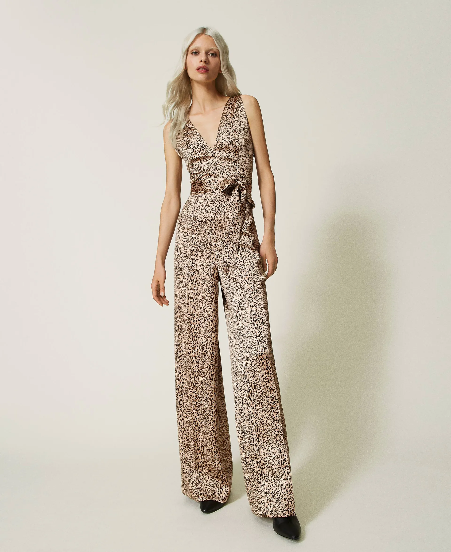 Mono largo de raso animal print