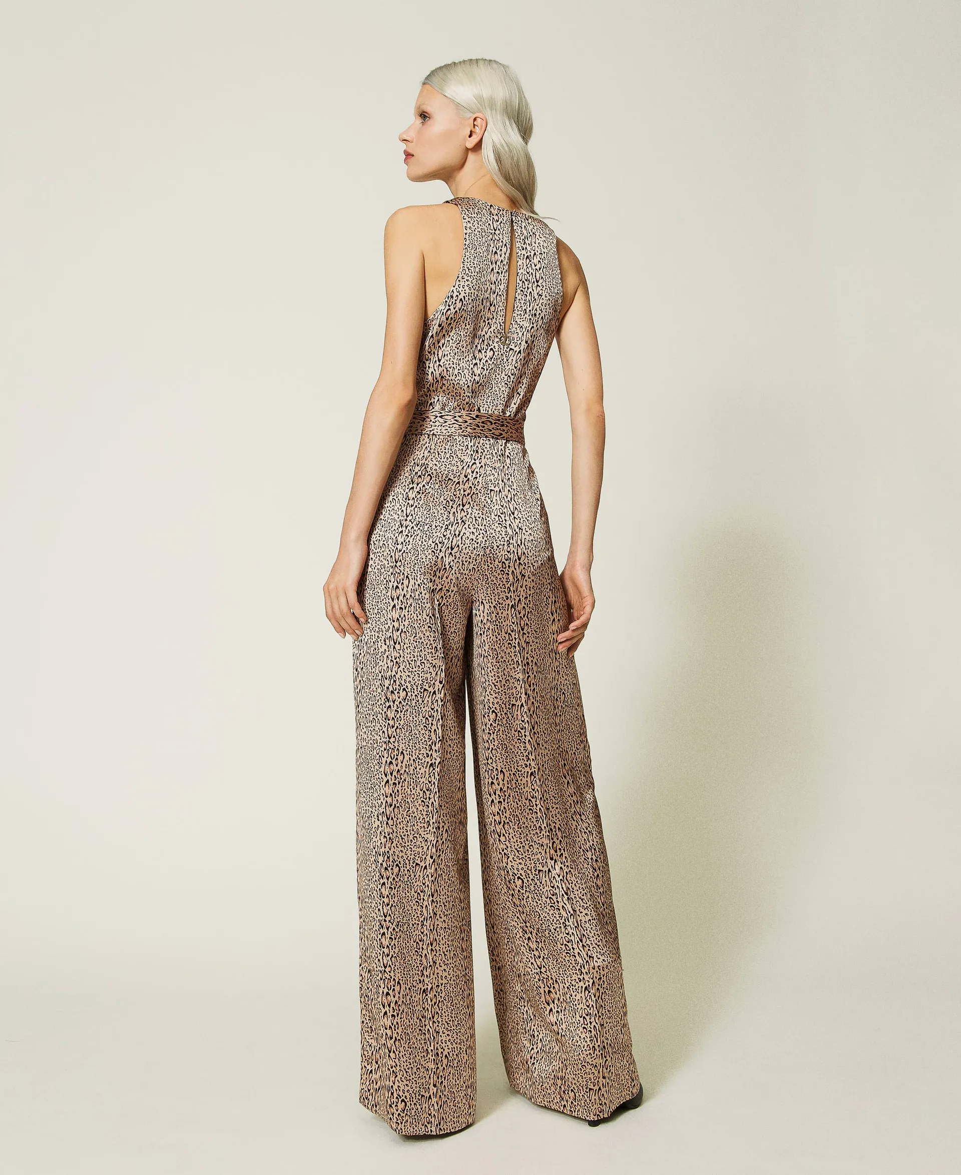 Mono largo de raso animal print