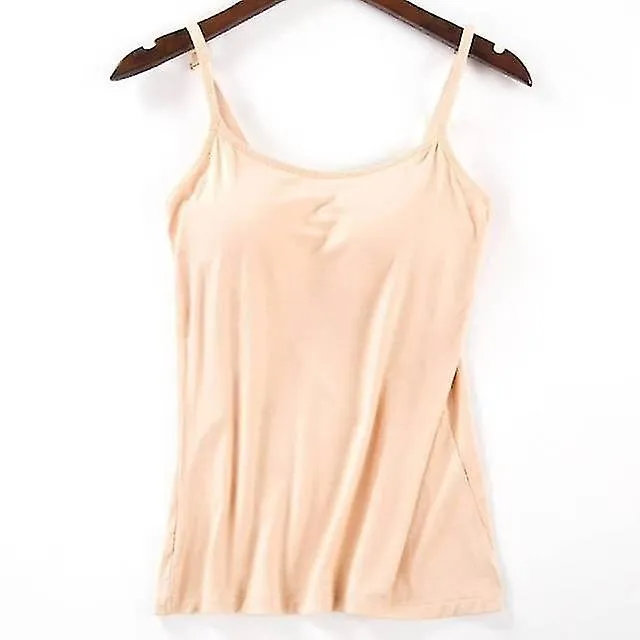 Mujer Acolchado Suave Casual Bra Camiseta Mujer Espagueti Cami Top Chaleco Camisola Femenina Con Sujetador Incorporado