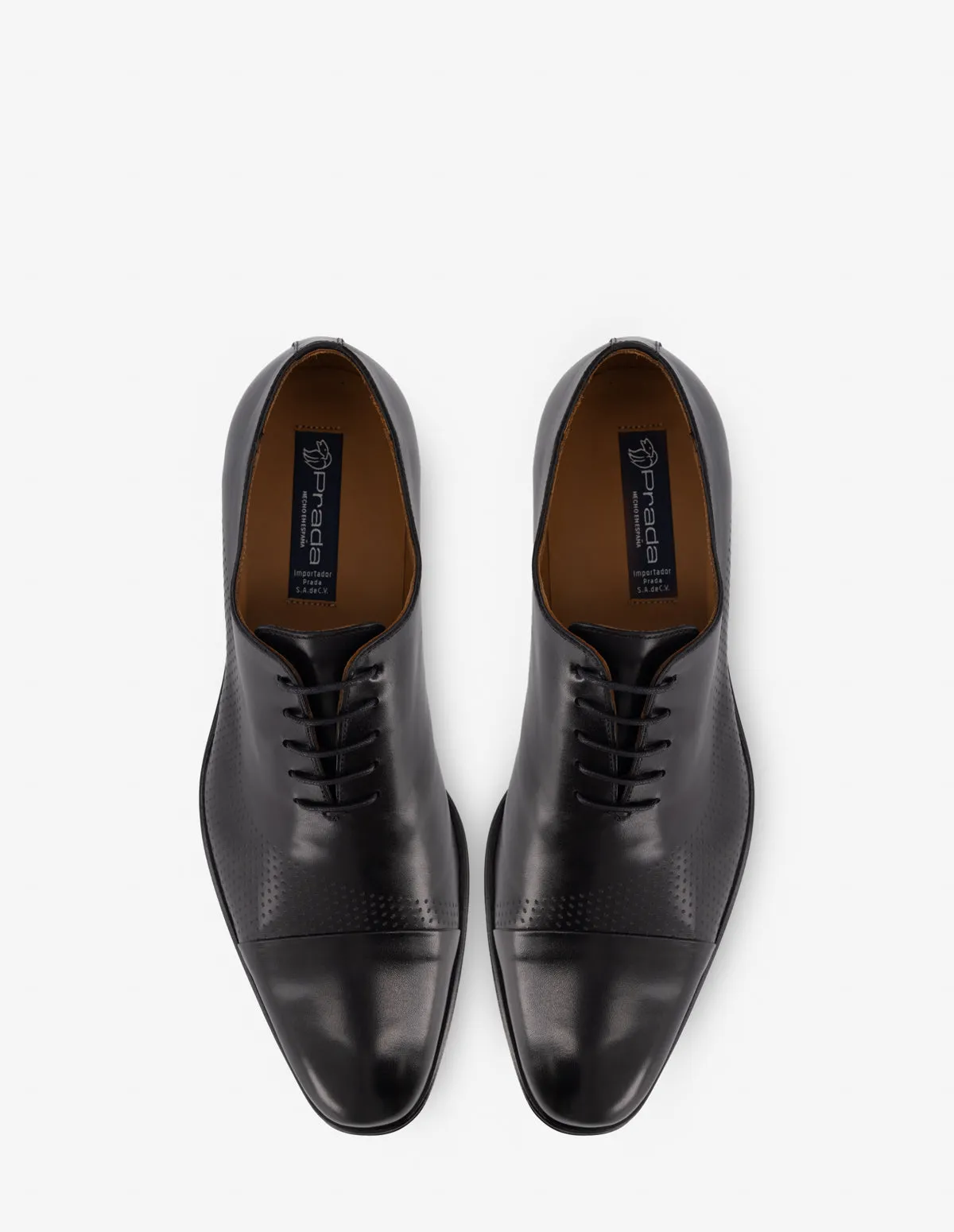 Oxford en piel color cuero con picado para hombre