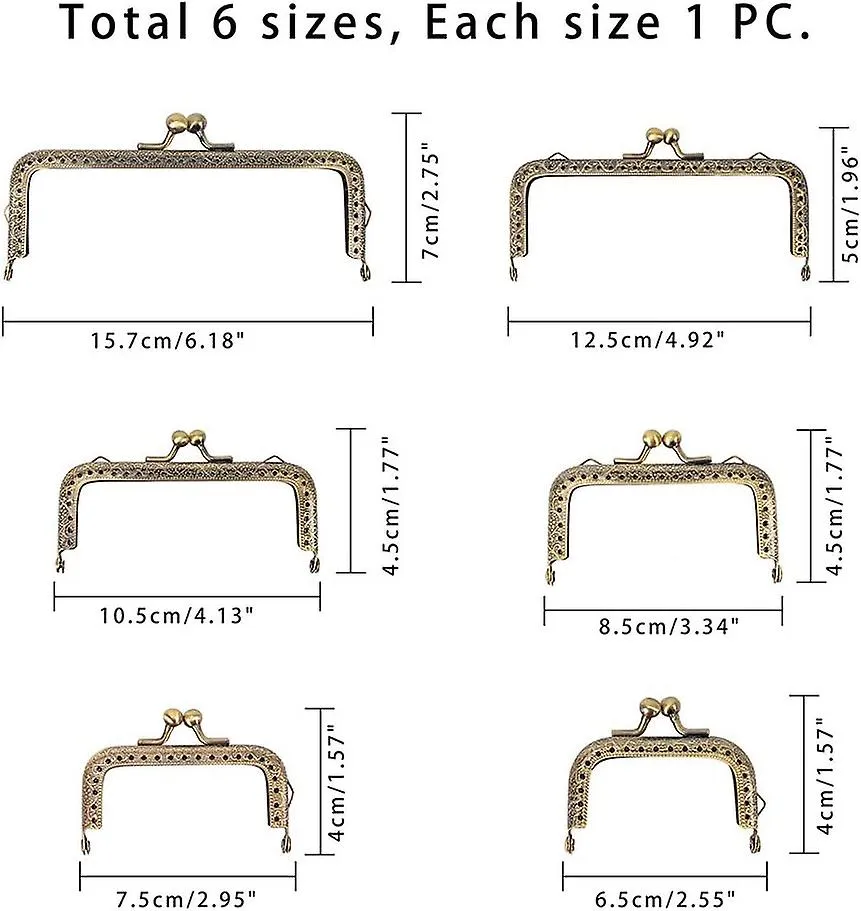 PANDAHALL ELITE  6 TAILLE FERMOIR DE CADRE DE POIGNE DE SAC  MAIN,CADRES DE SAC BRICOLAGE EN MTAL RECTANGLE RTRO POUR SAC COUTU