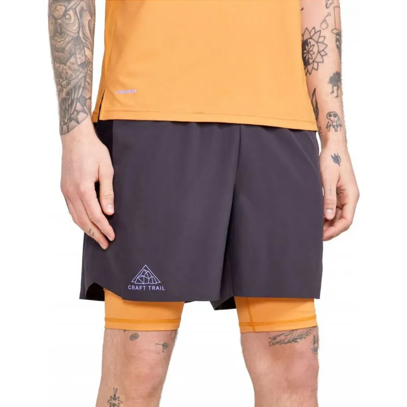 Pantalones cortos de trail running Craft PRO Trail 2in1 Shorts M (Slate)