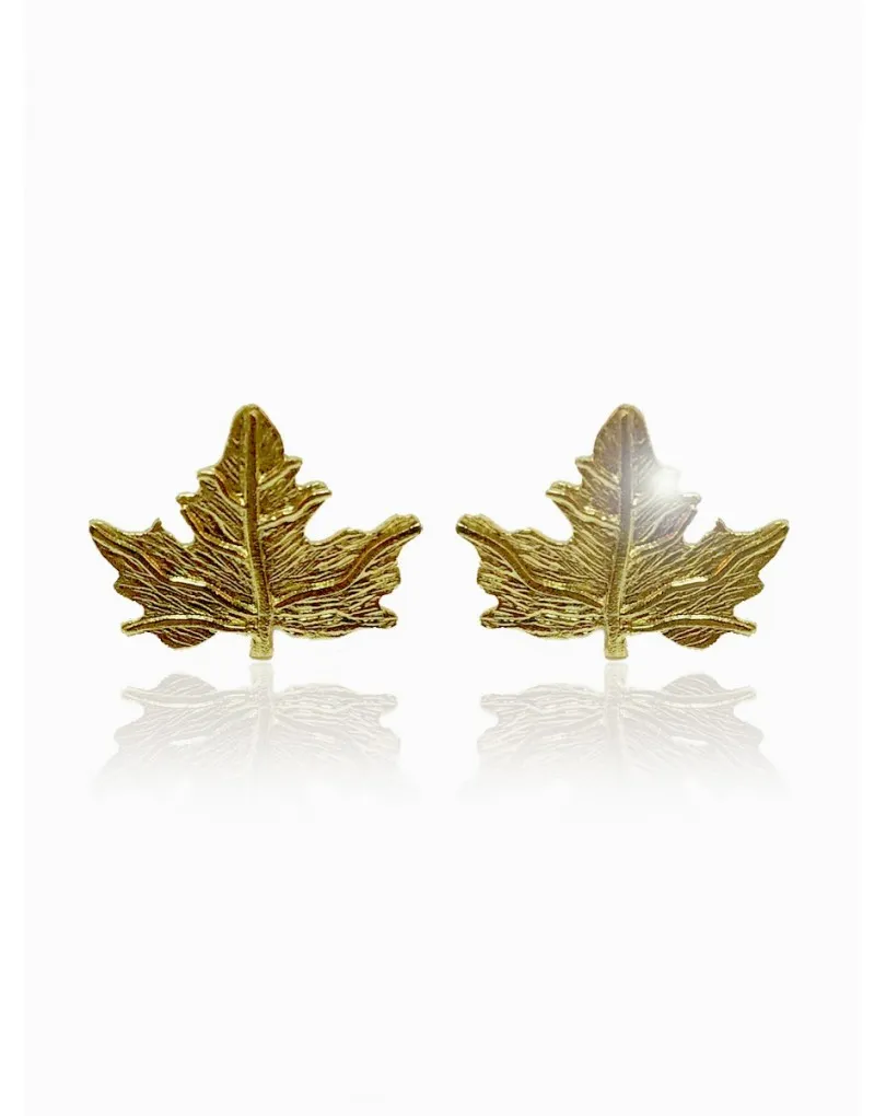 PENDIENTES DORADOS PARA MUJER CON BONITA FORMA DE HOJA
