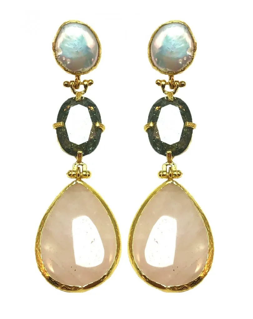 PENDIENTES LARGOS ROSAS PARA BODAS, EXQUISITO DISEÑO PARA LLEVAR CON TU VESTIDO