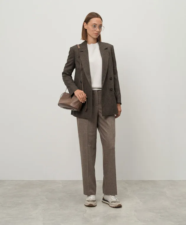 Peserico Beige pants made of wool and cashmere