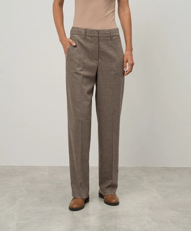Peserico Beige pants made of wool and cashmere