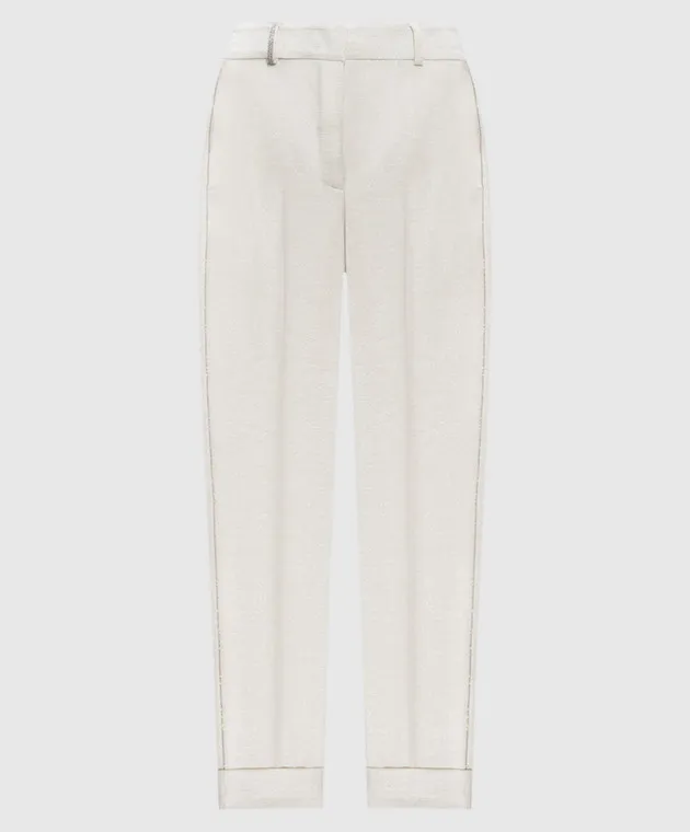 Peserico Beige pants with wool and lurex