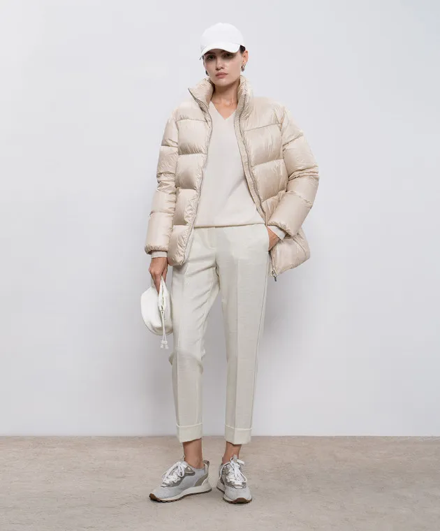 Peserico Beige pants with wool and lurex