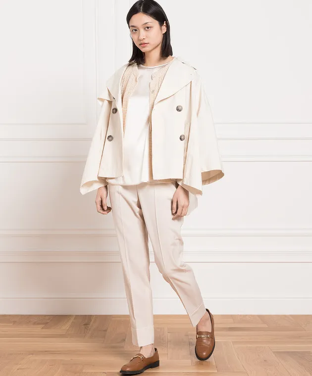 Peserico Beige wool pants with lapels
