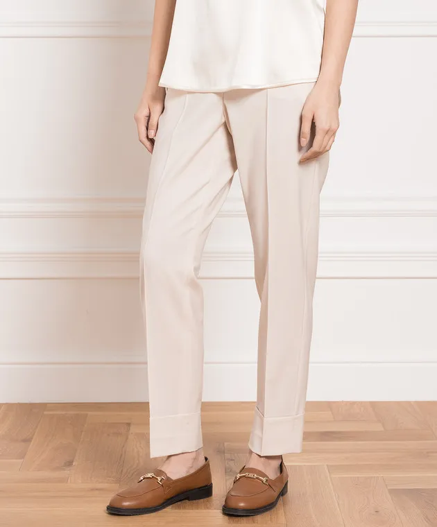 Peserico Beige wool pants with lapels