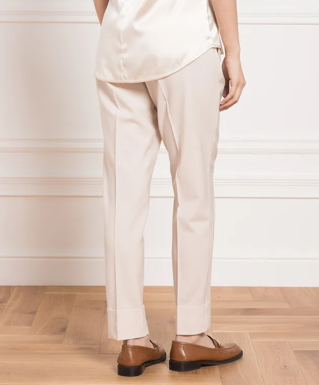 Peserico Beige wool pants with lapels