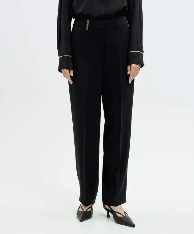 Peserico Black pants with a brand patch