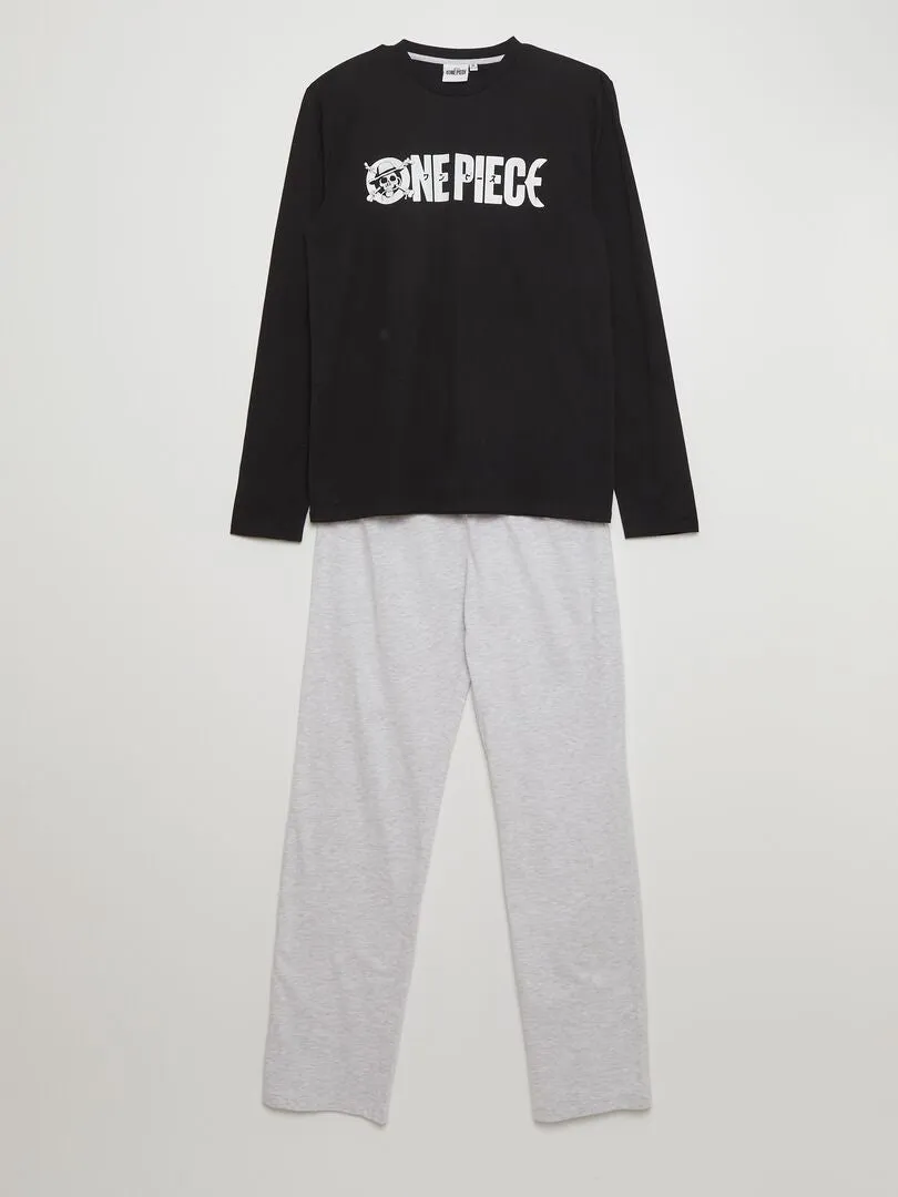 PIJAMA LARGO 'ONE PIECE'  2 PIEZAS  NEGRO