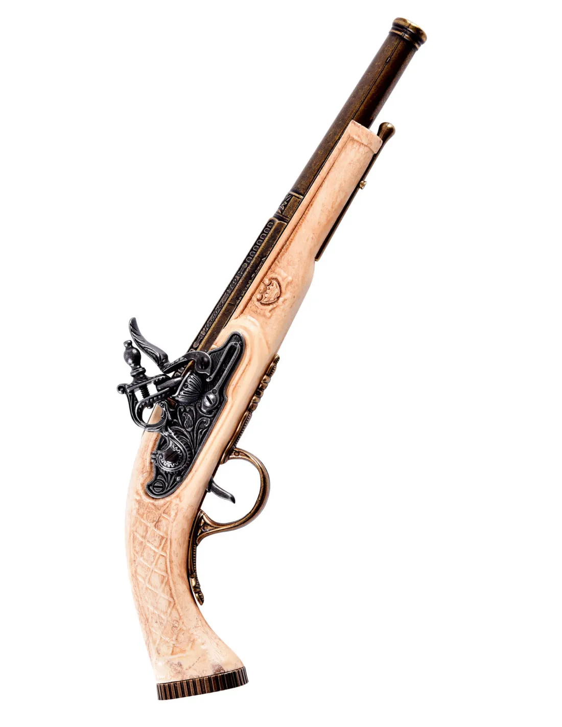 Pistola Inglesa de chispa, Hadley, color marfil, año 1760