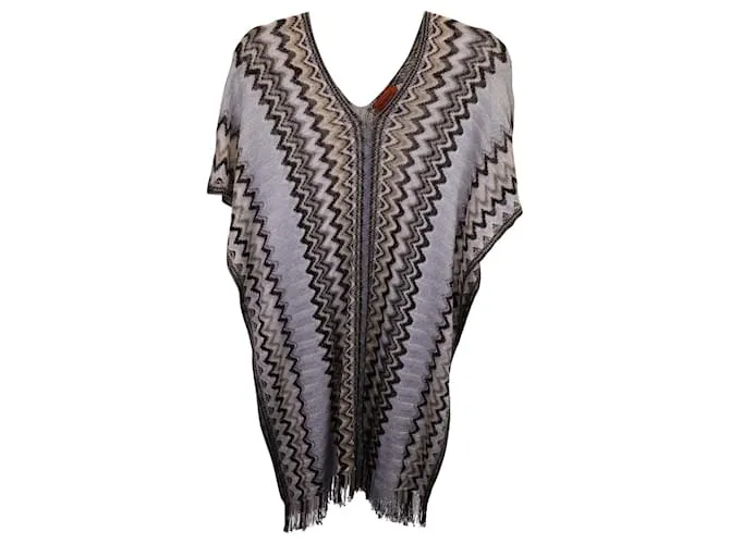 Poncho de punto metálico con chevrón Missoni en viscosa multicolor Impresión de pitón 