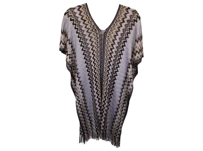 Poncho de punto metálico con chevrón Missoni en viscosa multicolor Impresión de pitón 