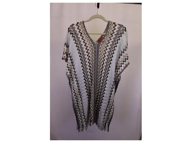 Poncho de punto metálico con chevrón Missoni en viscosa multicolor Impresión de pitón 