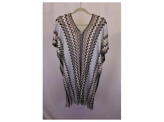 Poncho de punto metálico con chevrón Missoni en viscosa multicolor Impresión de pitón 