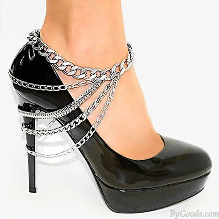 PUNK ALLOY FOOTWEAR STREET FEET ACCESSORY ANKLET STYLE MULTILAYER TASSEL ANKLET 