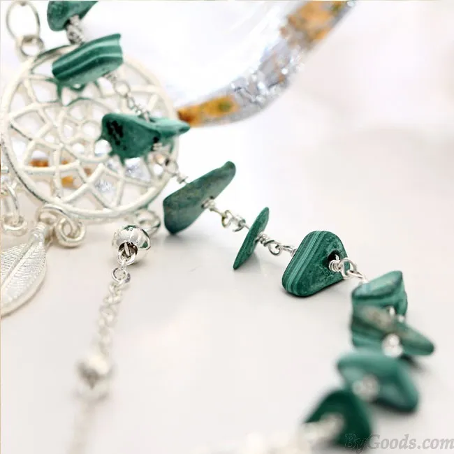 Retro Catcher Irregular Turquoise Bracelet Feather Openwork Dream Pendant Beach Anklet