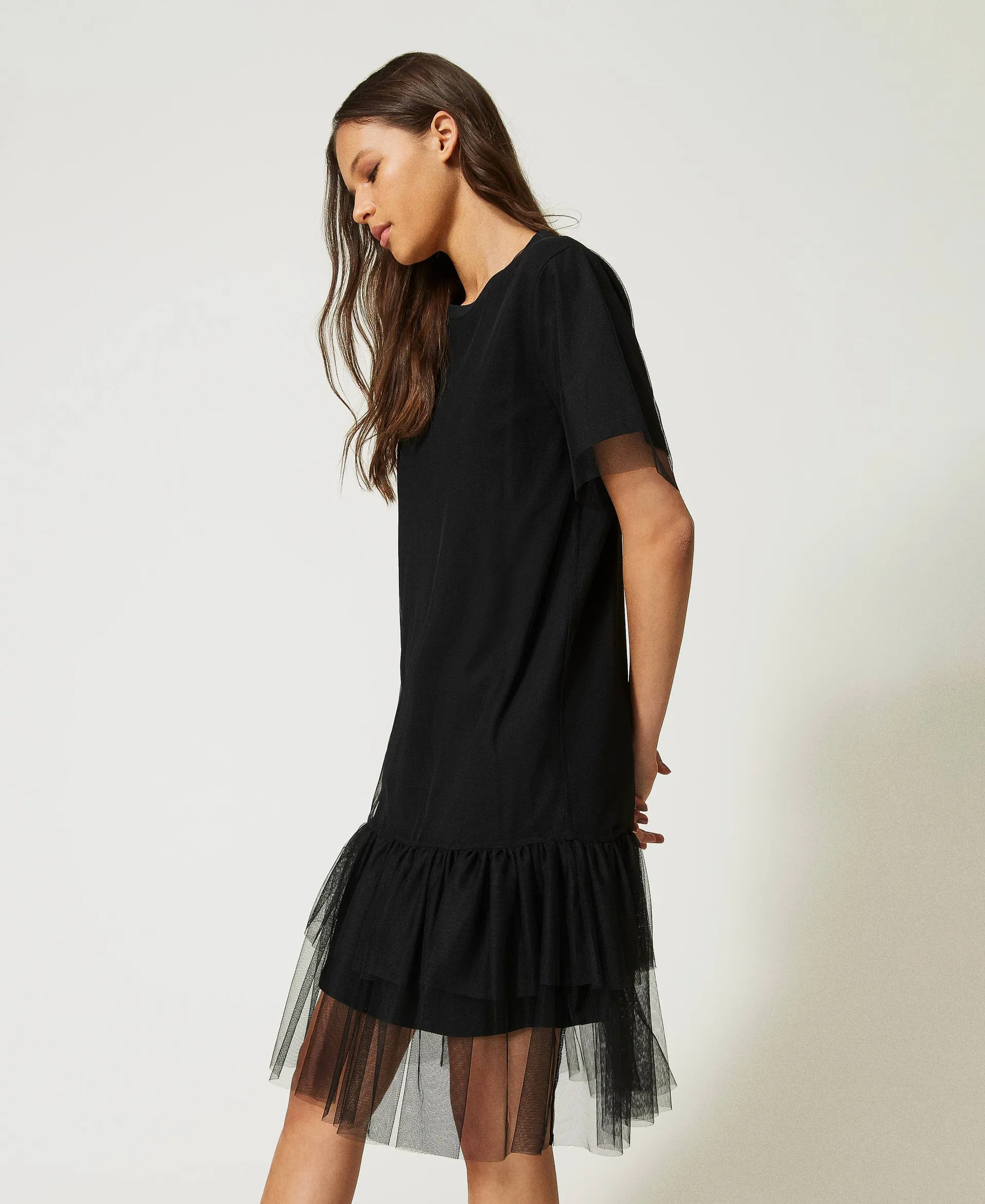 Robe midi doublée de tulle