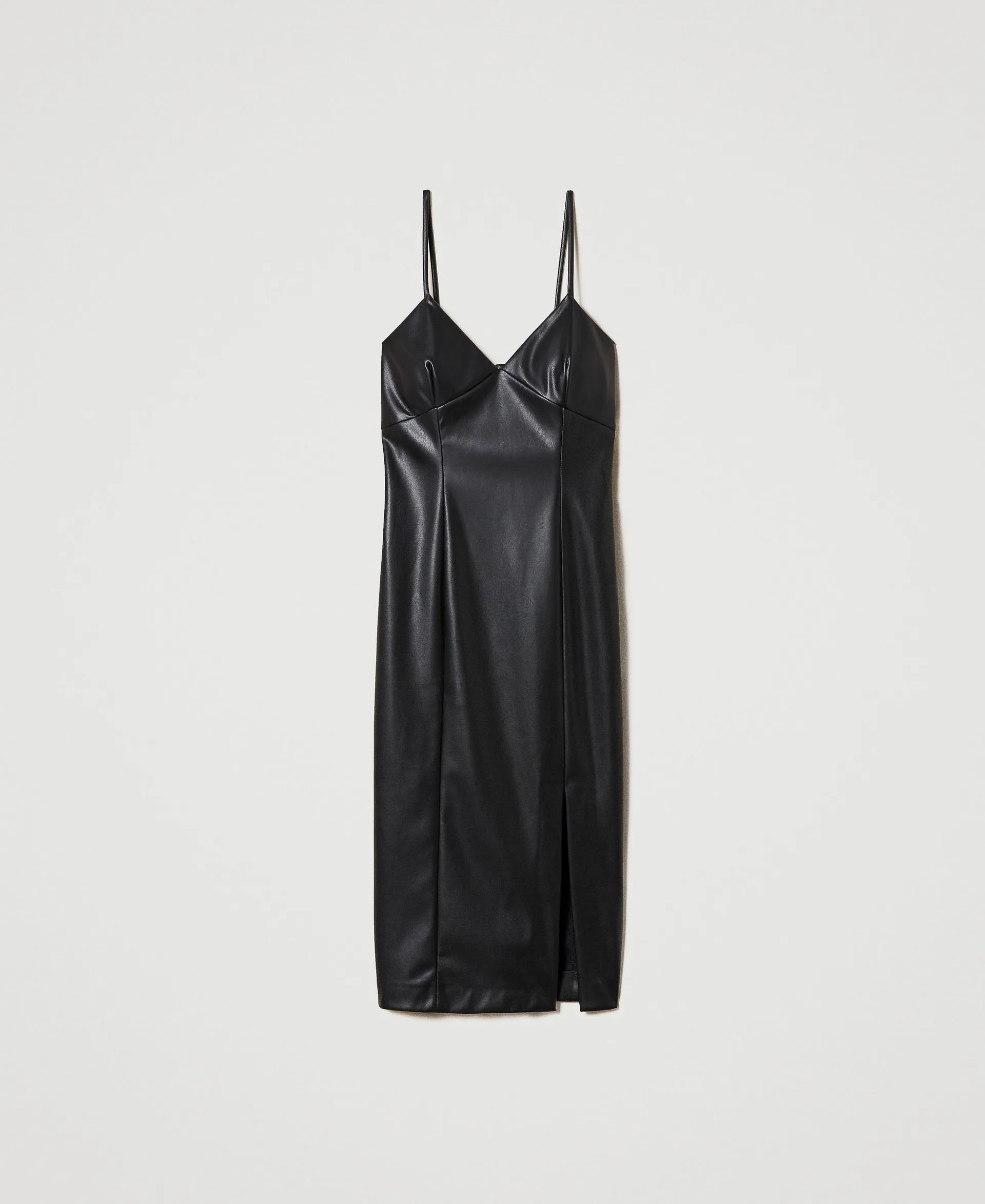 Robe midi effet cuir
