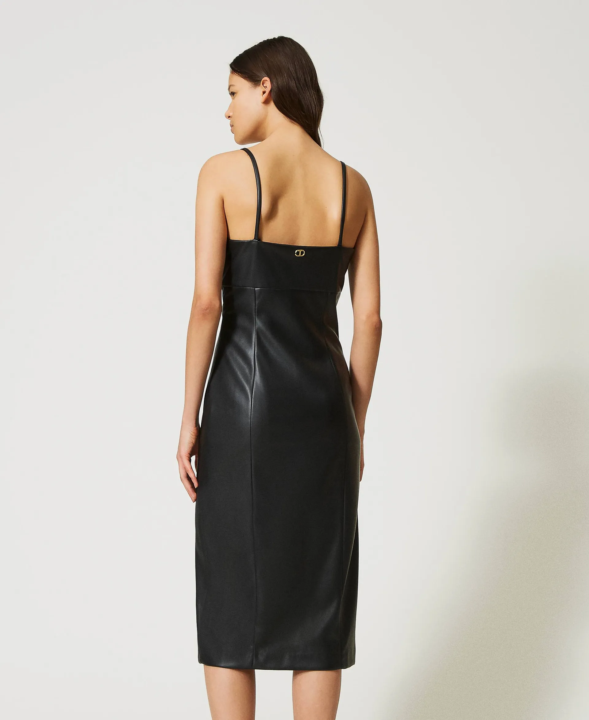 Robe midi effet cuir